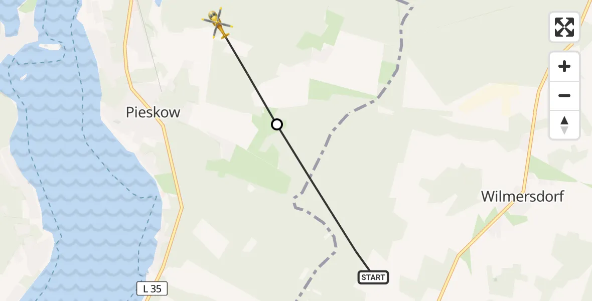 Flugroute Rettungshubschrauber Rietz-Neuendorf - Bad Saarow, 19 Mai 2026, 10:18