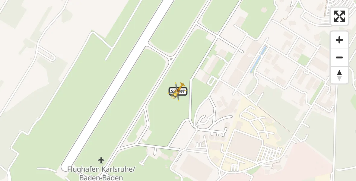 Flugroute Ambulanzhubschrauber Karlsruhe Baden-Baden Flughafen - Karlsruhe Baden-Baden Flughafen, 19 Mai 2026, 10:59