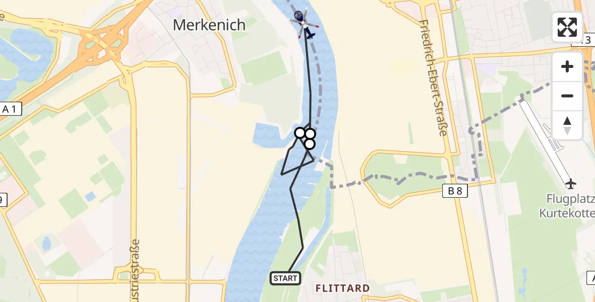 Flugroute Polizeihubschrauber Köln - Leverkusen, 19 Mai 2026, 11:16