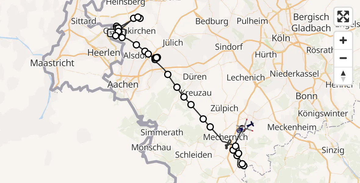 Flugroute Polizeihubschrauber Militärflugplatz Geilenkirchen - Euskirchen, 19 Mai 2026, 11:22