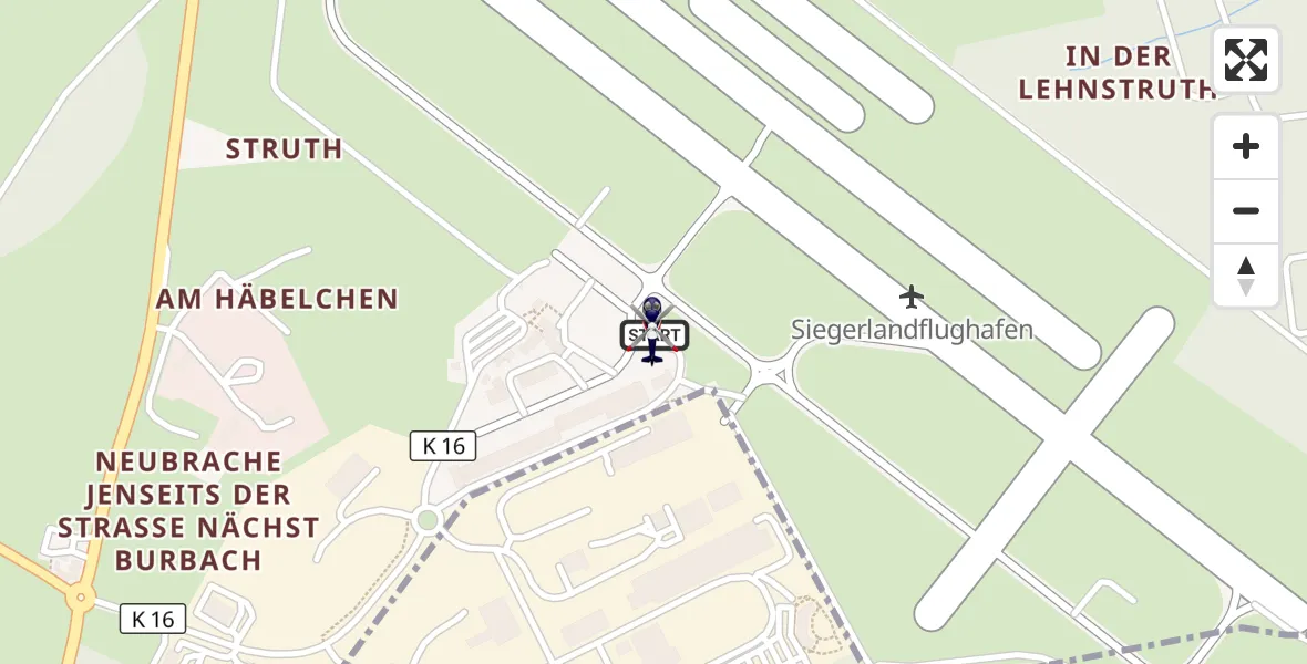 Flugroute Polizeihubschrauber Siegerland Flughafen - Siegerland Flughafen, 19 Mai 2026, 11:44