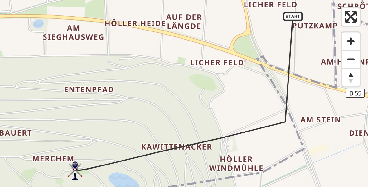 Flugroute Polizeihubschrauber Titz - Titz, 19 Mai 2026, 11:59