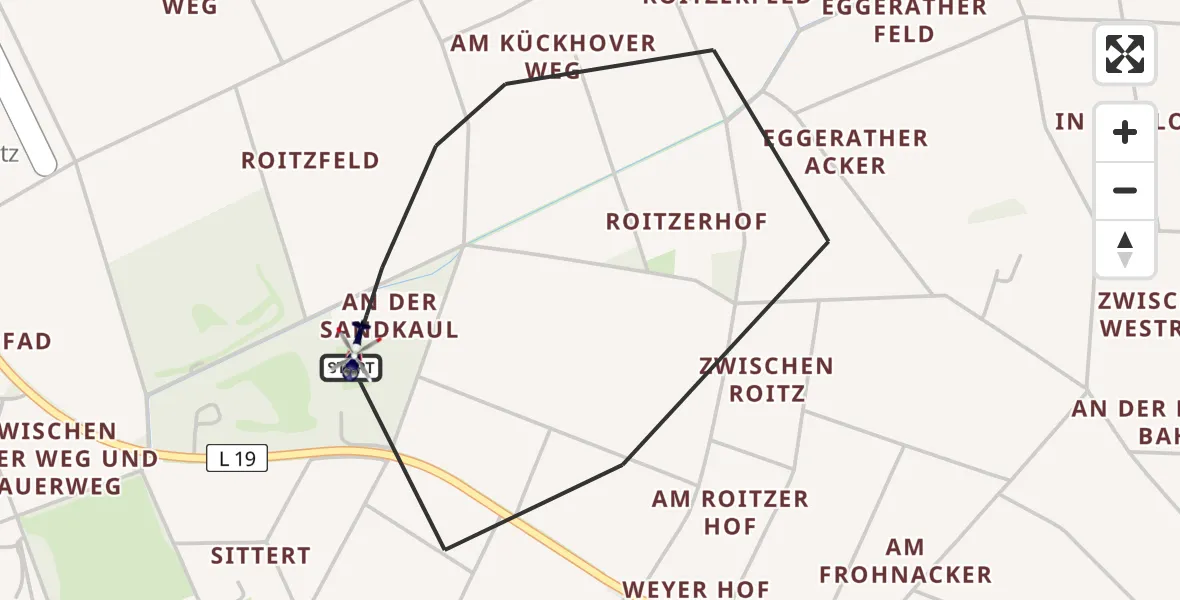 Flugroute Polizeihubschrauber Erkelenz - Erkelenz, 19 Mai 2026, 12:30