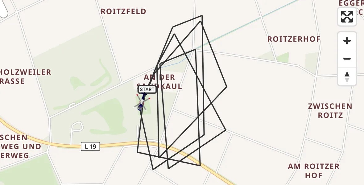 Flugroute Polizeihubschrauber Erkelenz - Erkelenz, 19 Mai 2026, 12:36