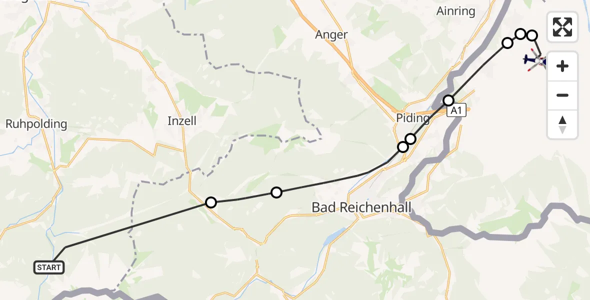 Flugroute Polizeihubschrauber Ruhpolding - Salzburg Airport, 19 Mai 2026, 12:38