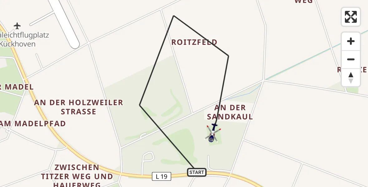 Flugroute Polizeihubschrauber Erkelenz - Erkelenz, 19 Mai 2026, 12:46