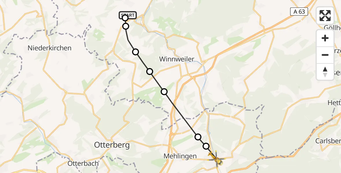 Flugroute Rettungshubschrauber Imsweiler UL - Enkenbach-Alsenborn, 19 Mai 2026, 12:50