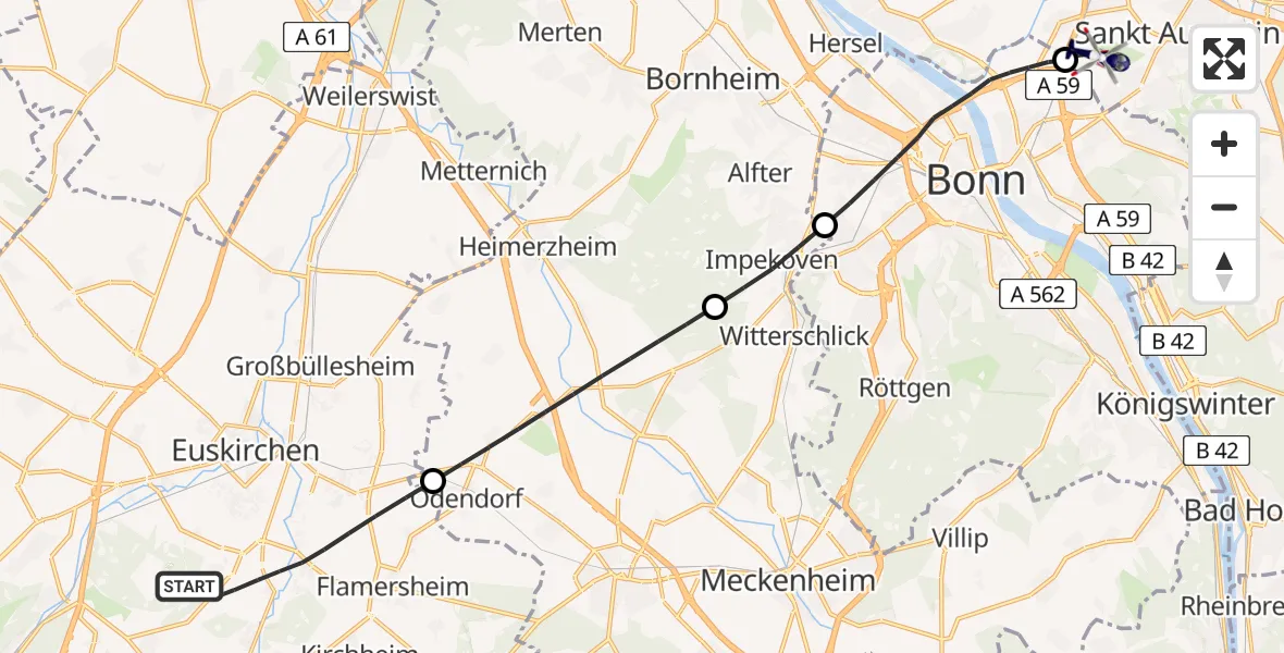 Flugroute Polizeihubschrauber Euskirchen - Sankt Augustin, 19 Mai 2026, 13:13