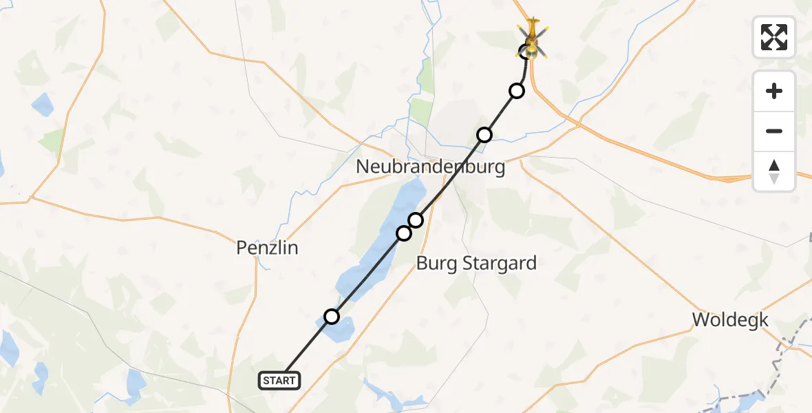Flugroute Rettungshubschrauber Klein Vielen - Staven, 19 Mai 2026, 13:23