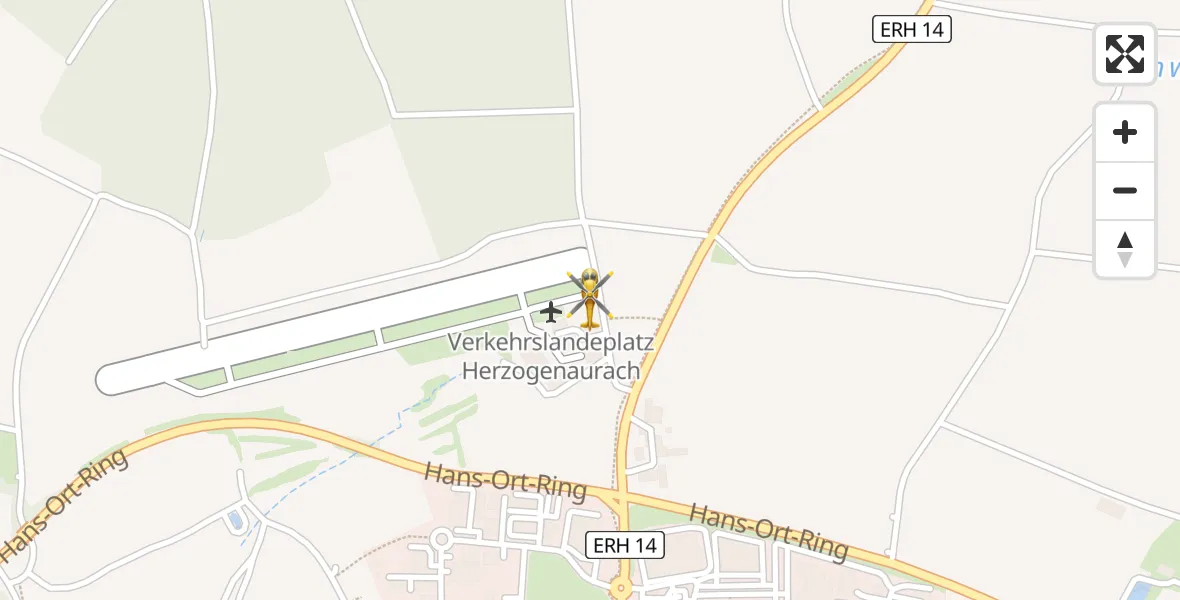 Flugroute Ambulanzhubschrauber Herzogenaurach Flugplatz - Herzogenaurach Flugplatz, 19 Mai 2026, 13:30