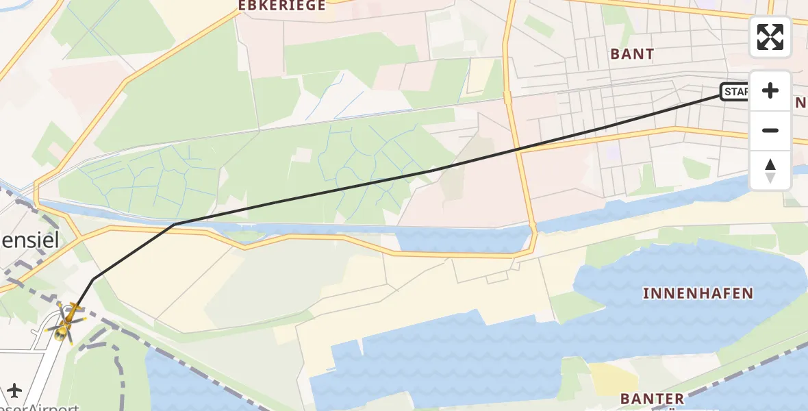 Flugroute Rettungshubschrauber Wilhelmshaven - Sande, 19 Mai 2026, 13:49