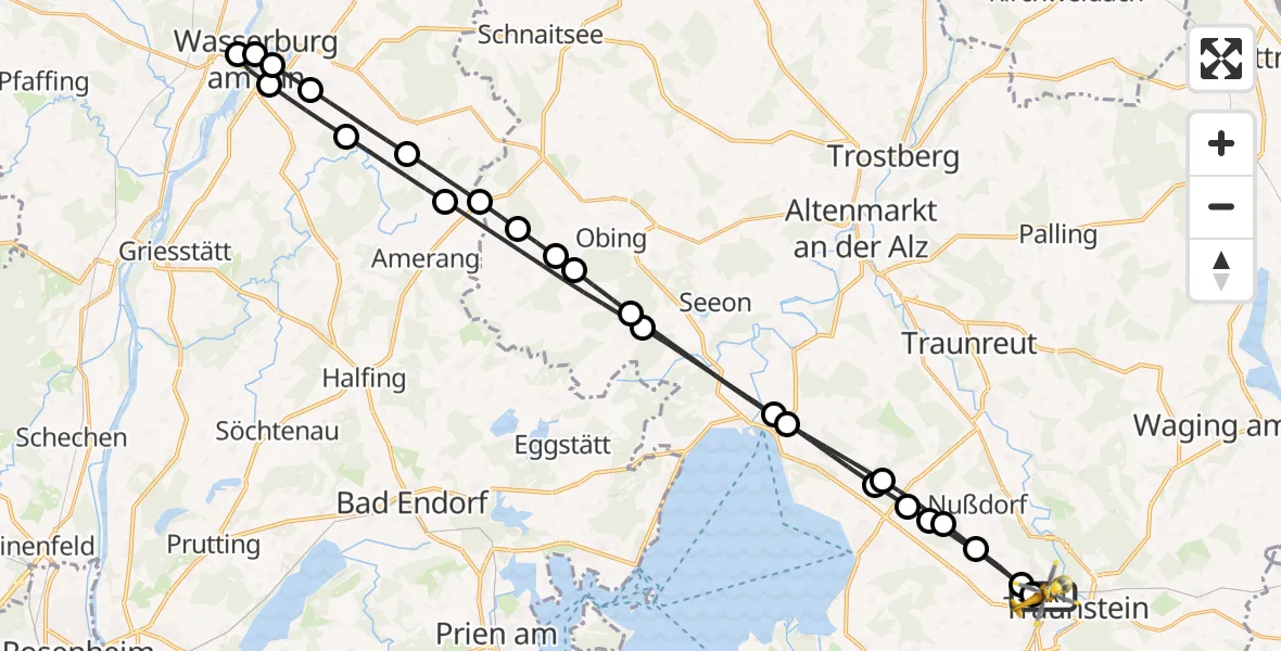 Flugroute Rettungshubschrauber Traunstein Hospital - Traunstein Hospital, 19 Mai 2026, 14:15
