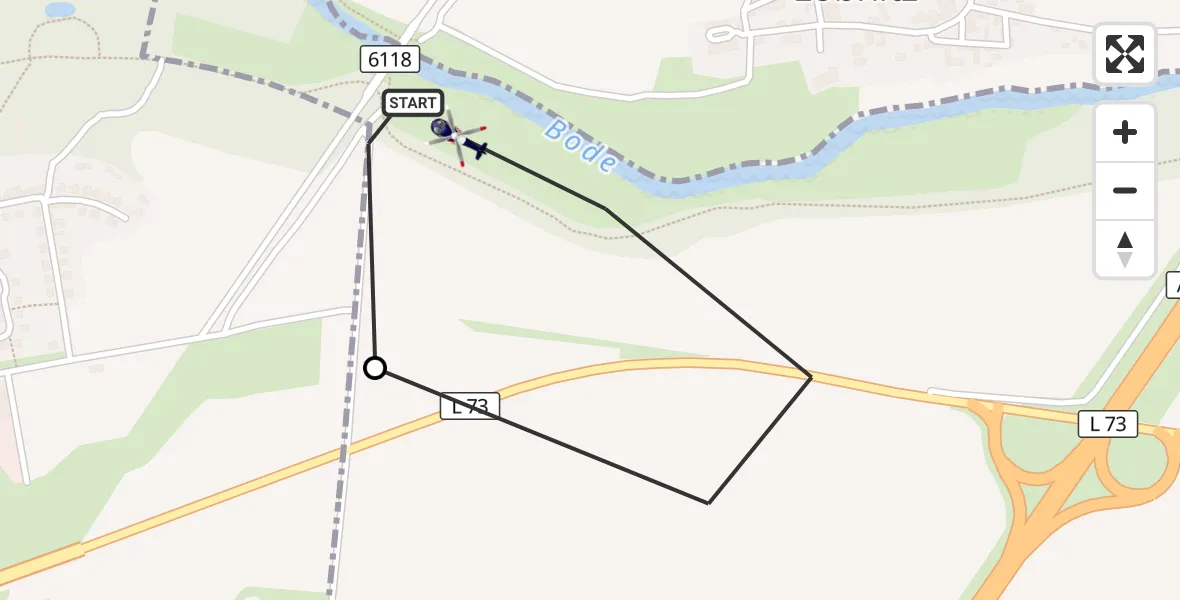 Flugroute Polizeihubschrauber Staßfurt - Nienburg (Saale), 19 Mai 2026, 14:25