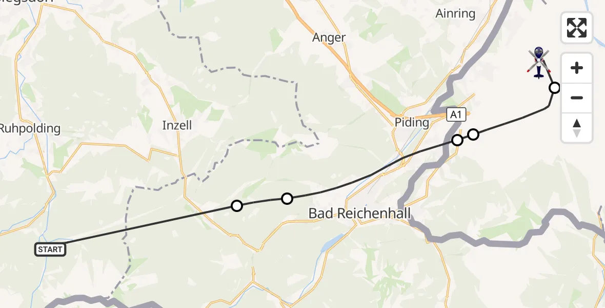 Flugroute Polizeihubschrauber Ruhpolding - Salzburg Airport, 19 Mai 2026, 14:51