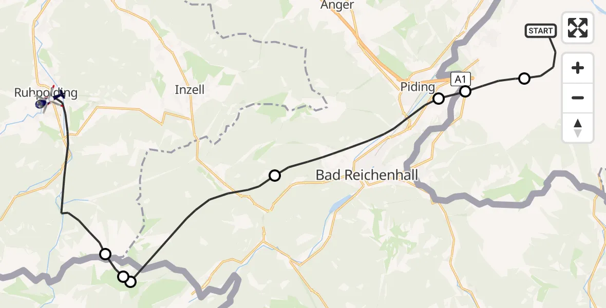 Flugroute Polizeihubschrauber Salzburg Airport - Ruhpolding, 19 Mai 2026, 15:25