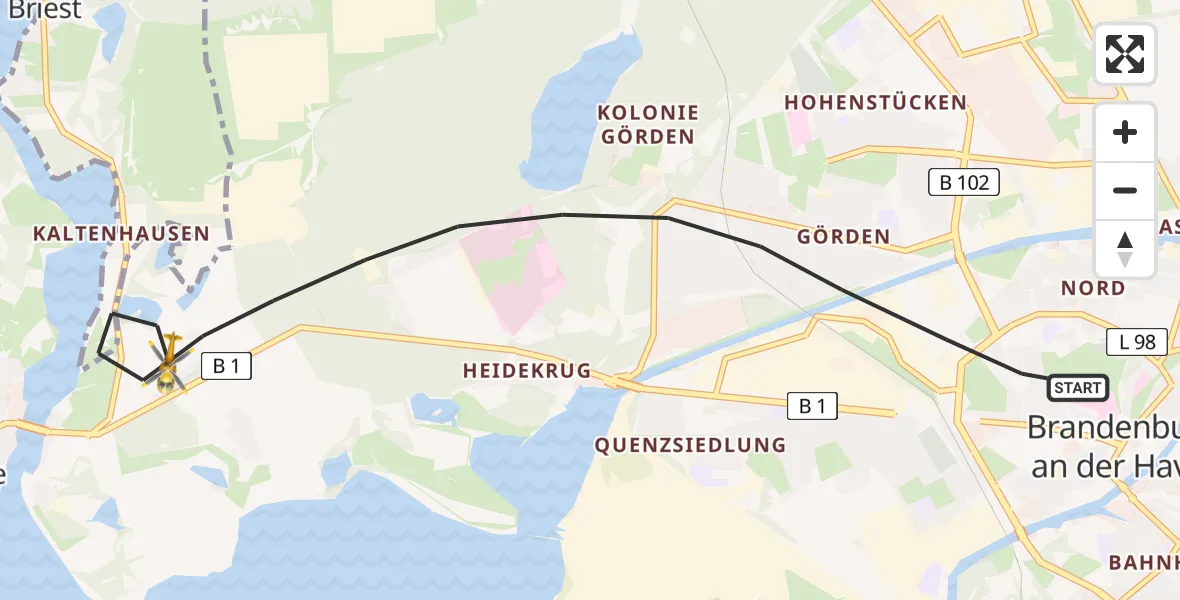 Flugroute Rettungshubschrauber Brandenburg an der Havel - Brandenburg an der Havel, 19 Mai 2026, 15:49