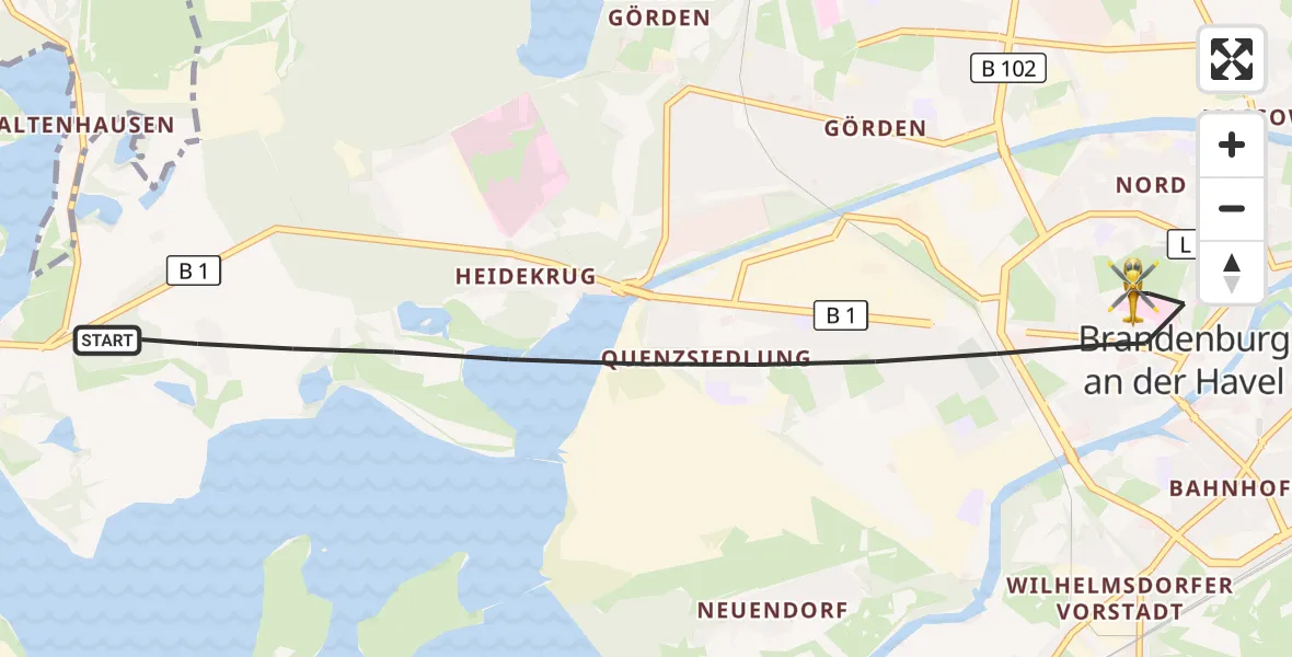 Flugroute Rettungshubschrauber Brandenburg an der Havel - Brandenburg an der Havel, 19 Mai 2026, 16:32