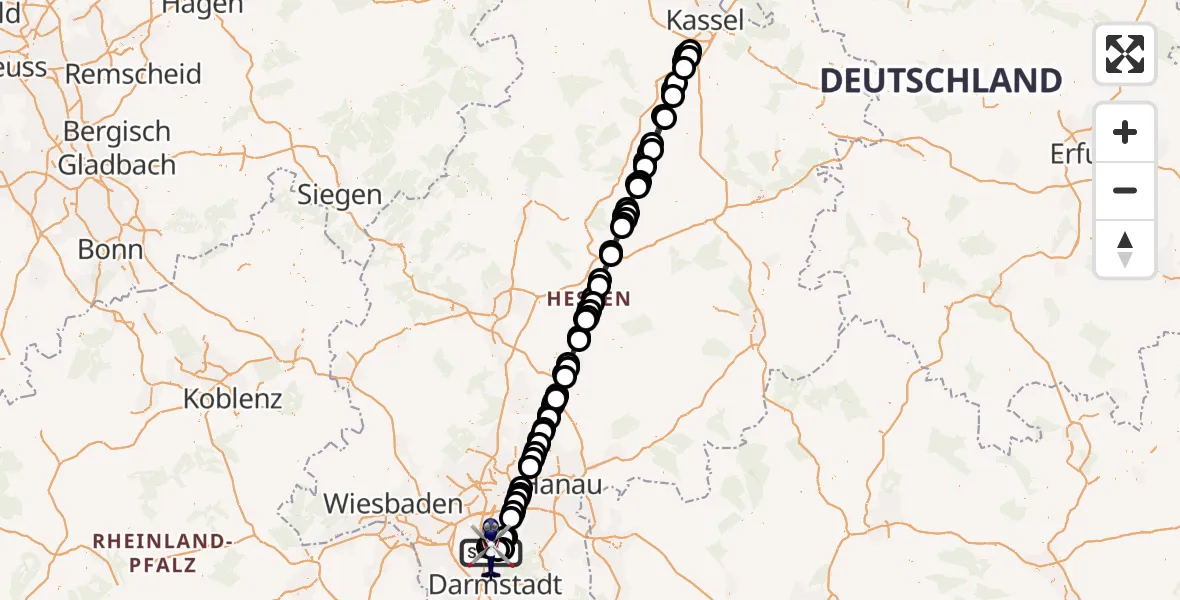 Flugroute Polizeihubschrauber Flughafen Frankfurt-Egelsbach - Flughafen Frankfurt-Egelsbach, 19 Mai 2026, 17:00
