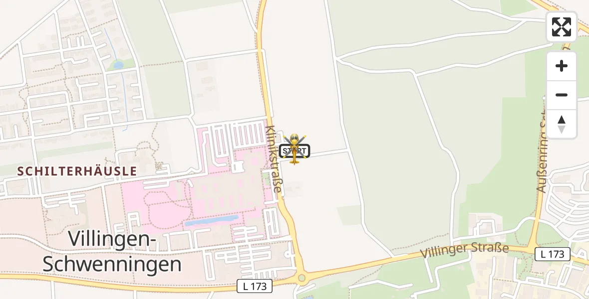 Flugroute Ambulanzhubschrauber DRF Air Rescue Station Villingen-Schwenningen Hubschrauberlandeplatz (Christoph 11) - DRF Air Rescue Station Villingen-Schwenningen Hubschrauberlandeplatz (Christoph 11), 19 Mai 2026, 17:37