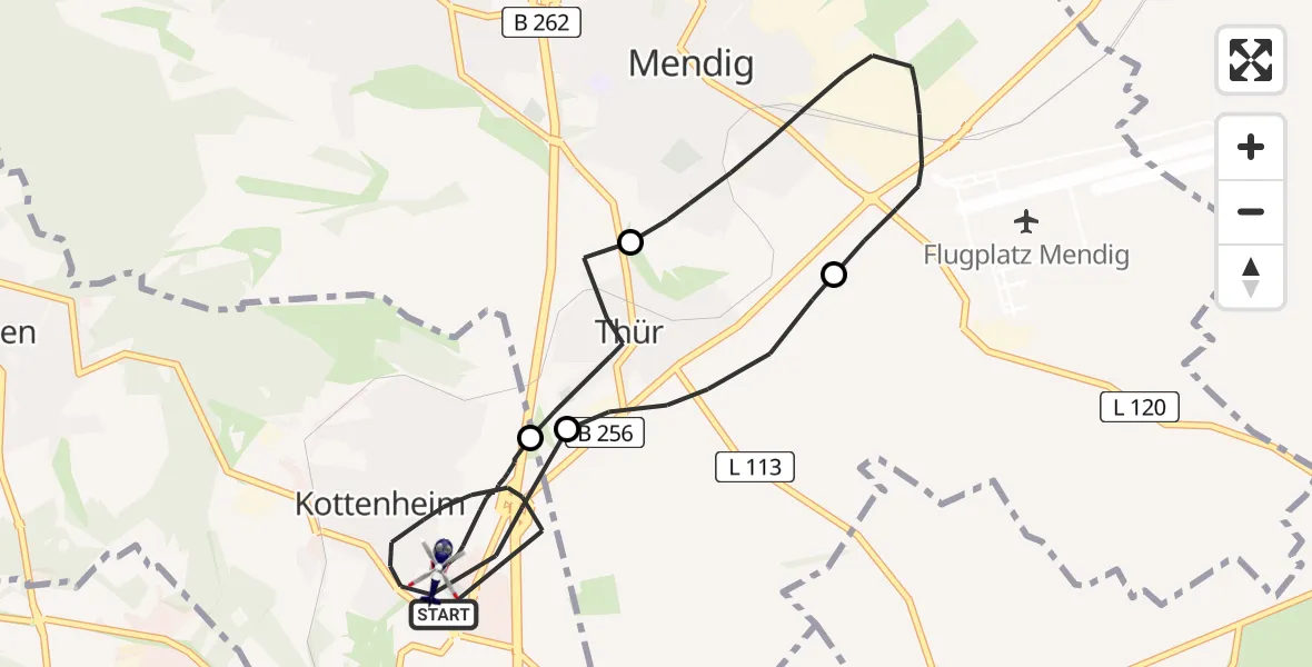 Flugroute Polizeihubschrauber Kottenheim - Kottenheim, 19 Mai 2026, 20:43
