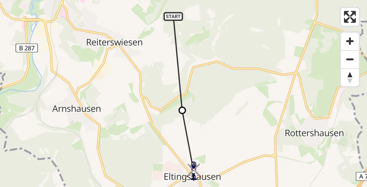 Flugroute Polizeihubschrauber Bad Kissingen - Oerlenbach, 19 Mai 2026, 20:47
