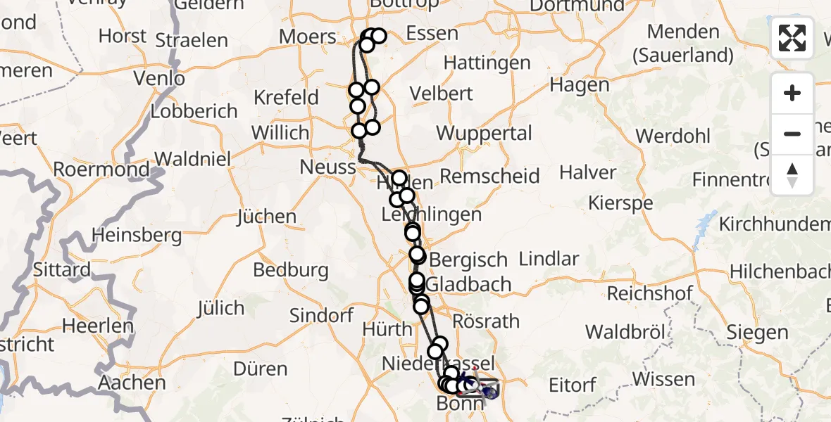 Flugroute Polizeihubschrauber Sankt Augustin - Sankt Augustin, 19 Mai 2026, 20:53