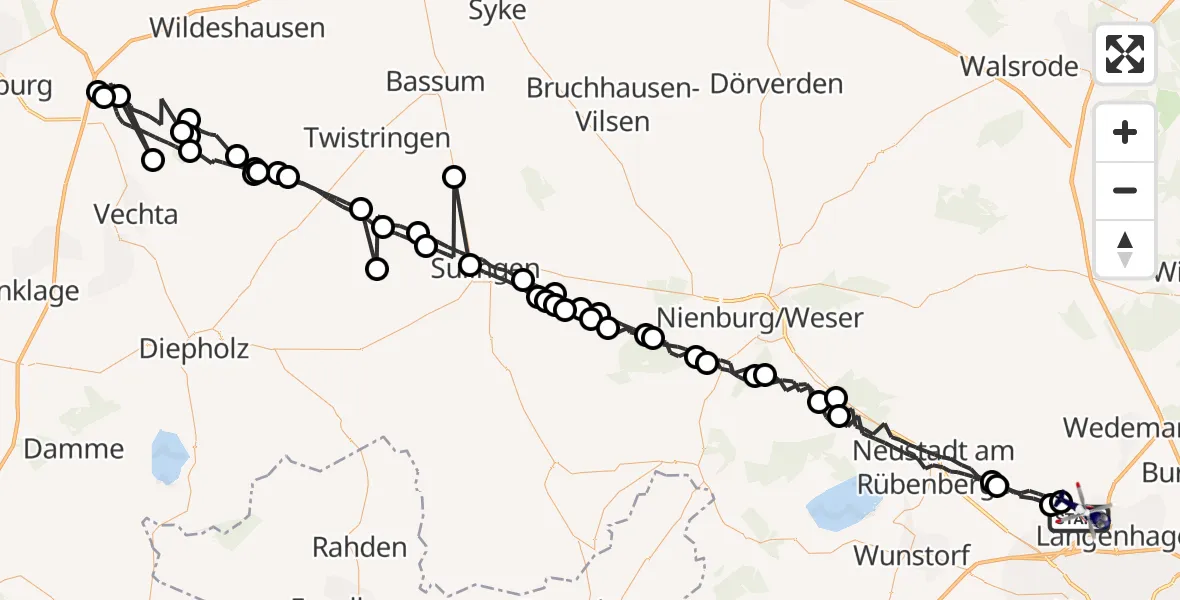 Flugroute Polizeihubschrauber Flughafen Hannover - Flughafen Hannover, 19 Mai 2026, 22:22