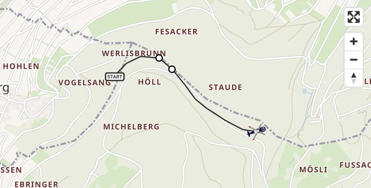 Flugroute Polizeihubschrauber Ebringen - Ebringen, 20 Mai 2026, 05:57