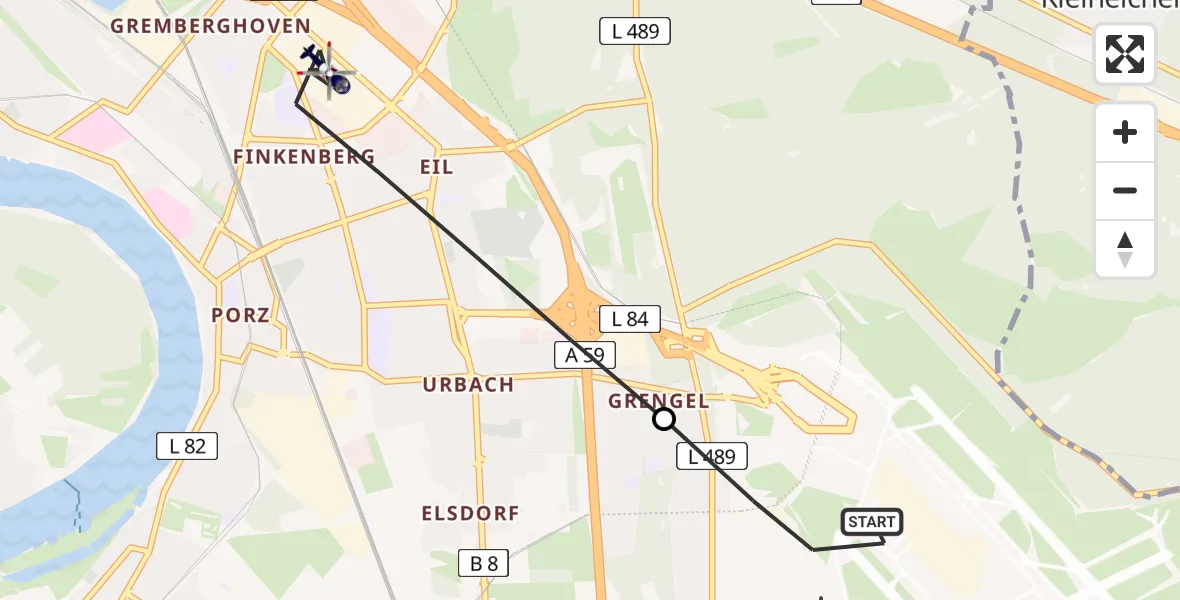 Flugroute Polizeihubschrauber Köln Bonn Flughafen - Köln, 20 Mai 2026, 06:44