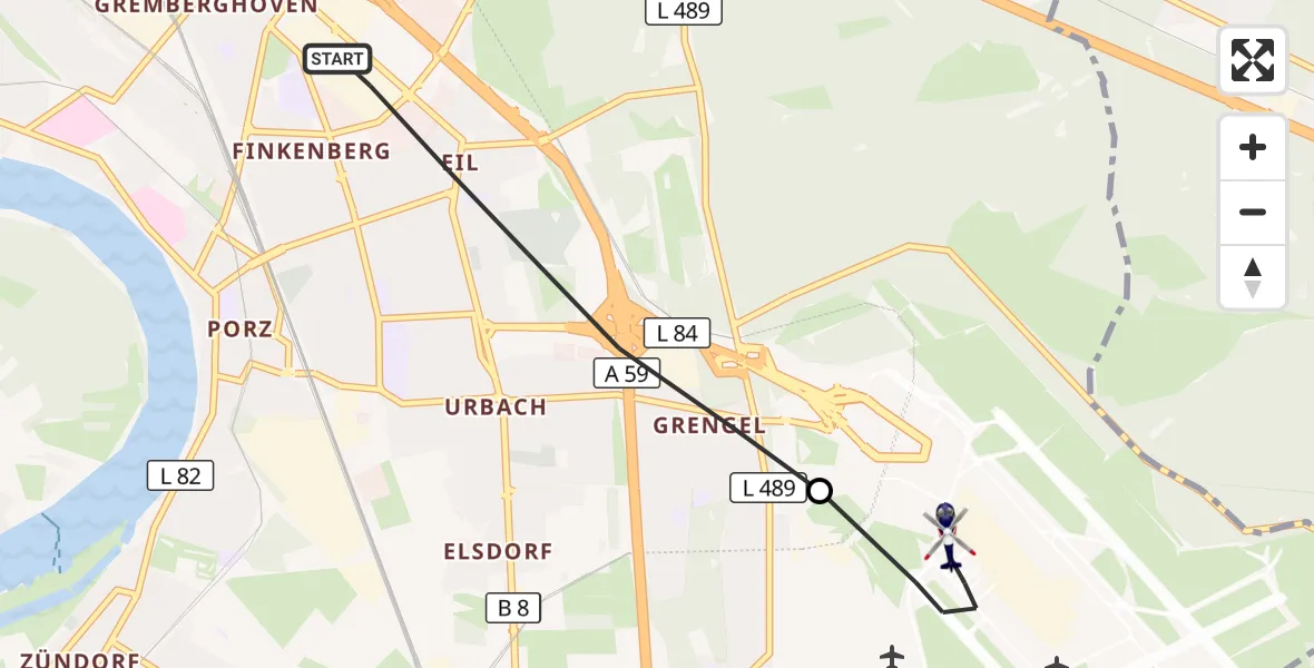 Flugroute Polizeihubschrauber Köln - Köln Bonn Flughafen, 20 Mai 2026, 07:01