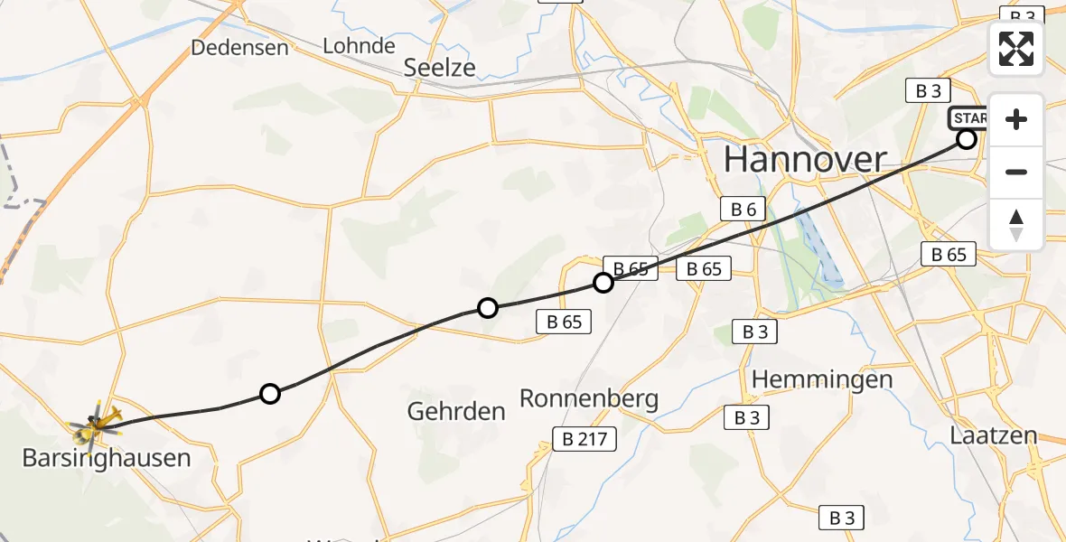 Flugroute Rettungshubschrauber Hannover Luftrettung Hubschrauberlandeplatz (Christoph 4) - Barsinghausen, 20 Mai 2026, 07:23