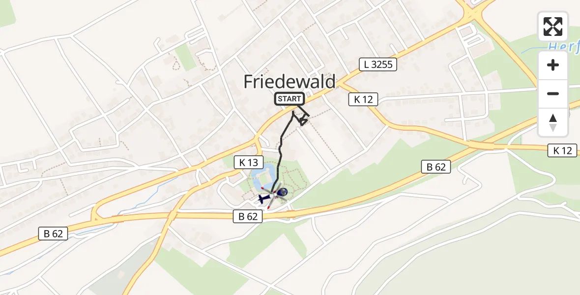 Flugroute Polizeihubschrauber Friedewald - Friedewald, 20 Mai 2026, 07:29