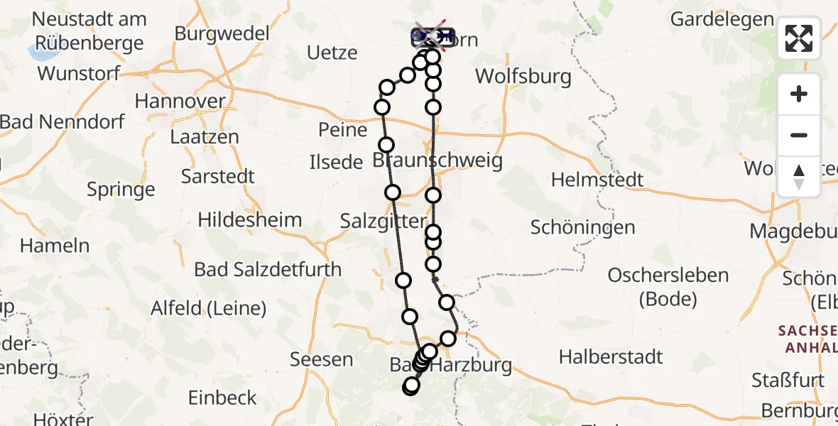 Flugroute Polizeihubschrauber Gifhorn Bundespolizei Hubschrauberlandeplatz - Gifhorn Bundespolizei Hubschrauberlandeplatz, 20 Mai 2026, 07:52