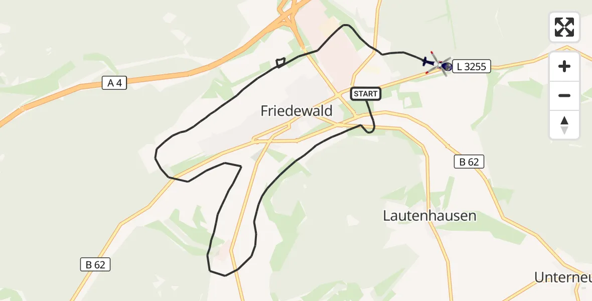Flugroute Polizeihubschrauber Friedewald - Friedewald, 20 Mai 2026, 07:56