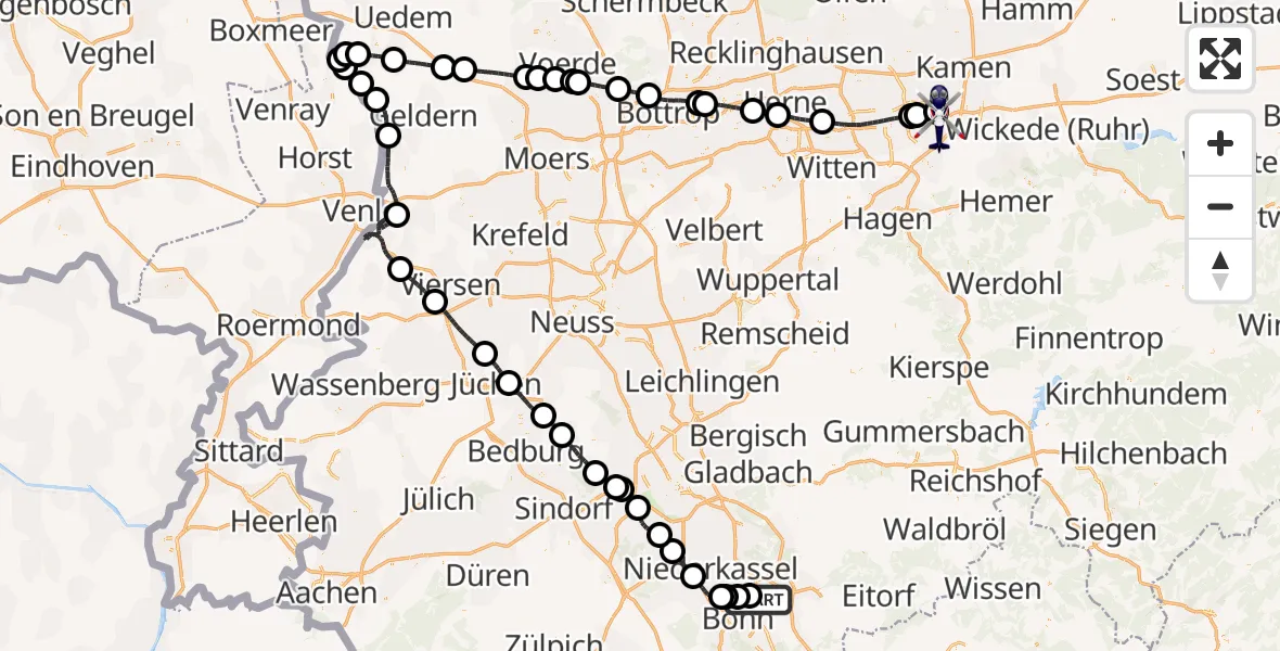 Flugroute Polizeihubschrauber Sankt Augustin - Dortmund Flughafen, 20 Mai 2026, 08:02