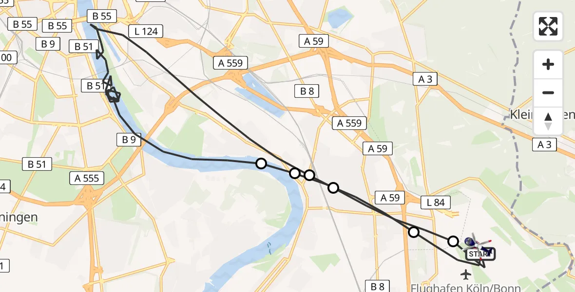 Flugroute Polizeihubschrauber Köln Bonn Flughafen - Köln Bonn Flughafen, 20 Mai 2026, 08:24