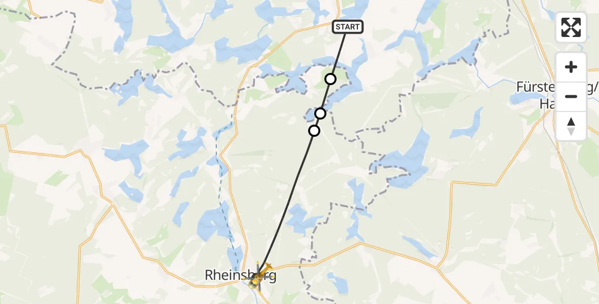 Flugroute Rettungshubschrauber Wustrow - Rheinsberg, 20 Mai 2026, 09:14