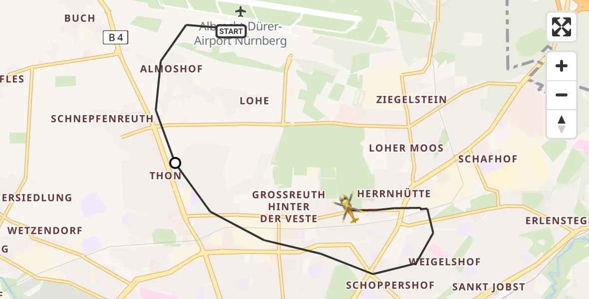 Flugroute Ambulanzhubschrauber Flughafen Nuremberg - Nürnberg, 20 Mai 2026, 09:31