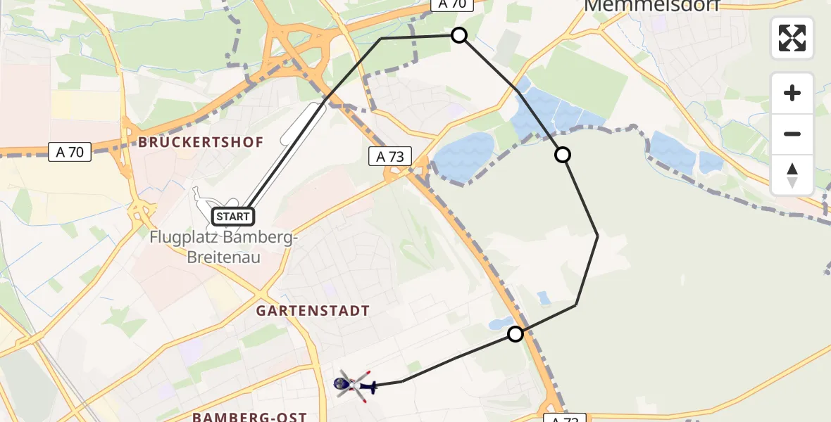 Flugroute Polizeihubschrauber Bamberg-Breitenau Flugplatz - Bamberg, 20 Mai 2026, 10:06