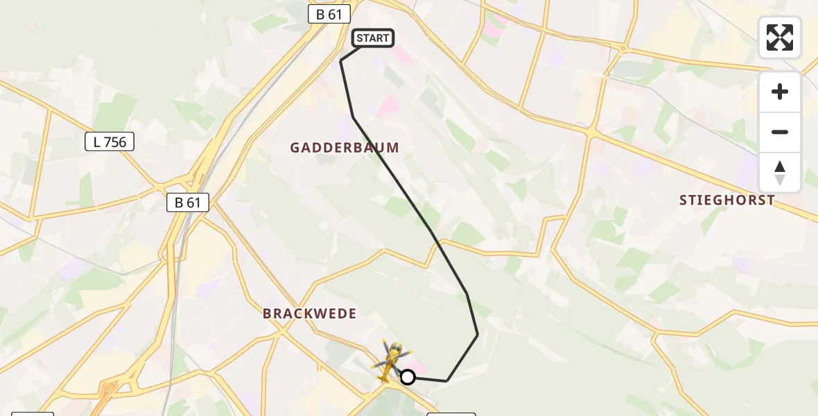 Flugroute Rettungshubschrauber Bielefeld - Luftrettungszentrum Bielefeld, 20 Mai 2026, 10:11