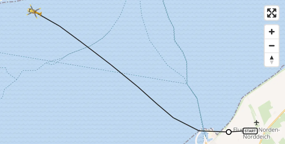 Flugroute Ambulanzhubschrauber Norden - Noordzee, 20 Mai 2026, 10:28