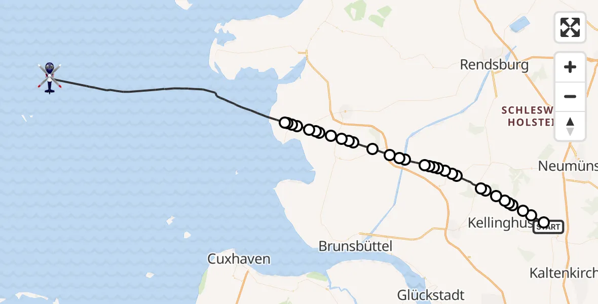 Flugroute Polizeihubschrauber Fuhlendorf - North Sea, 20 Mai 2026, 10:31