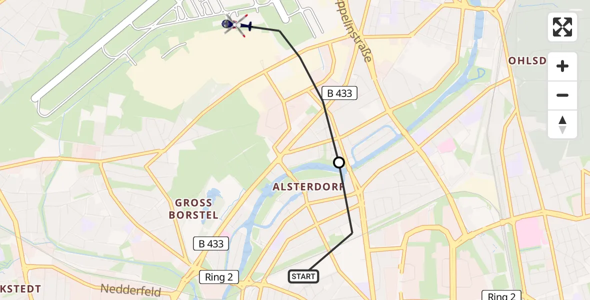 Flugroute Polizeihubschrauber Hamburg - Hamburg Helmut Schmidt Flughafen, 20 Mai 2026, 11:07
