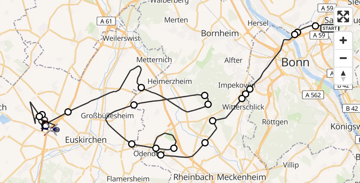 Flugroute Polizeihubschrauber Sankt Augustin - Euskirchen, 20 Mai 2026, 11:15