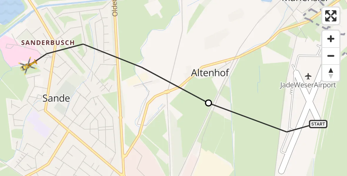 Flugroute Rettungshubschrauber JadeWeser Flughafen - Sande, 20 Mai 2026, 11:15