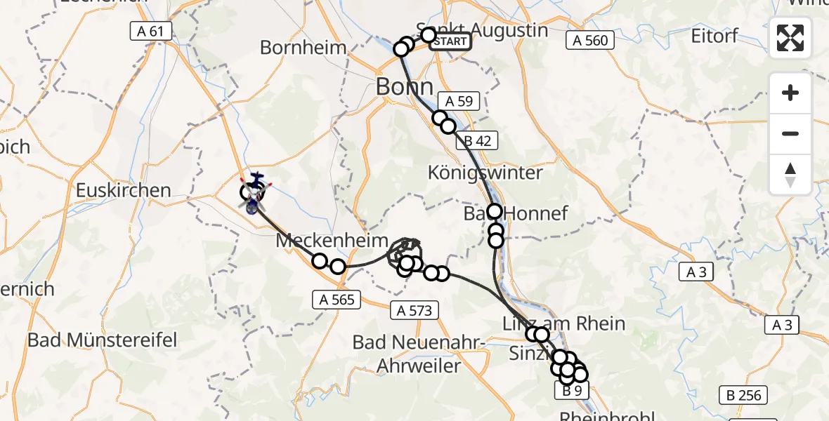 Flugroute Polizeihubschrauber Sankt Augustin - Swisttal, 20 Mai 2026, 11:26
