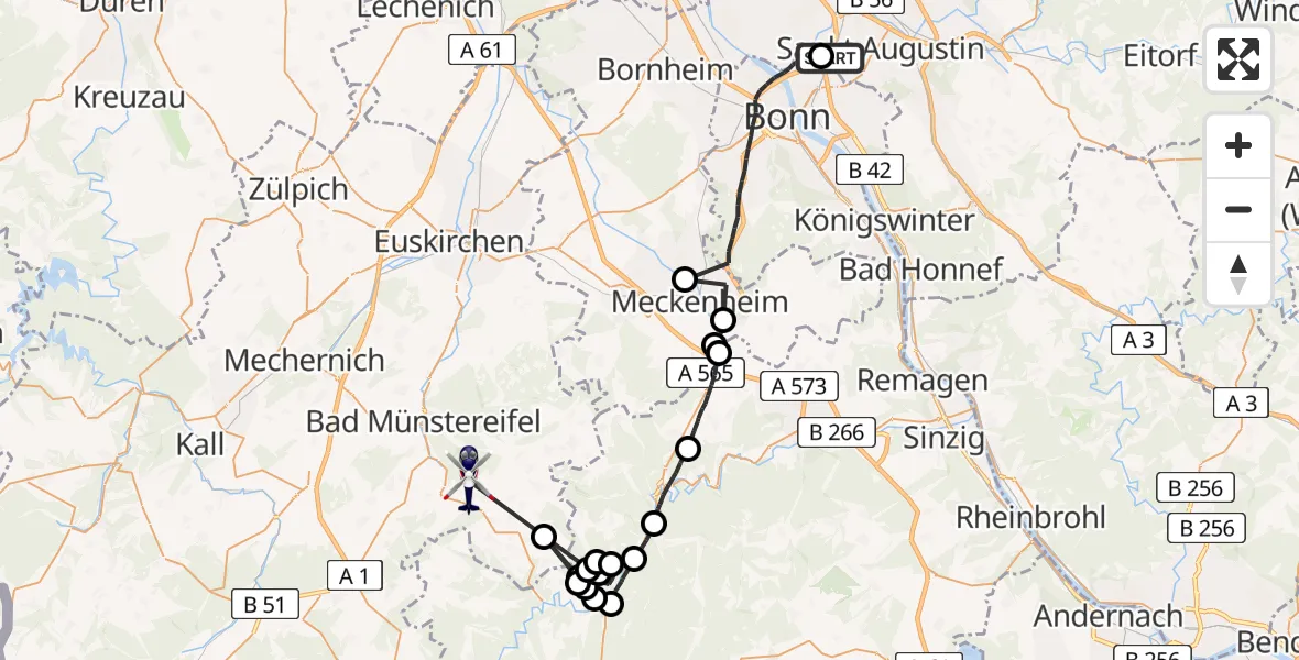 Flugroute Polizeihubschrauber Sankt Augustin - Bad Münstereifel, 20 Mai 2026, 11:32