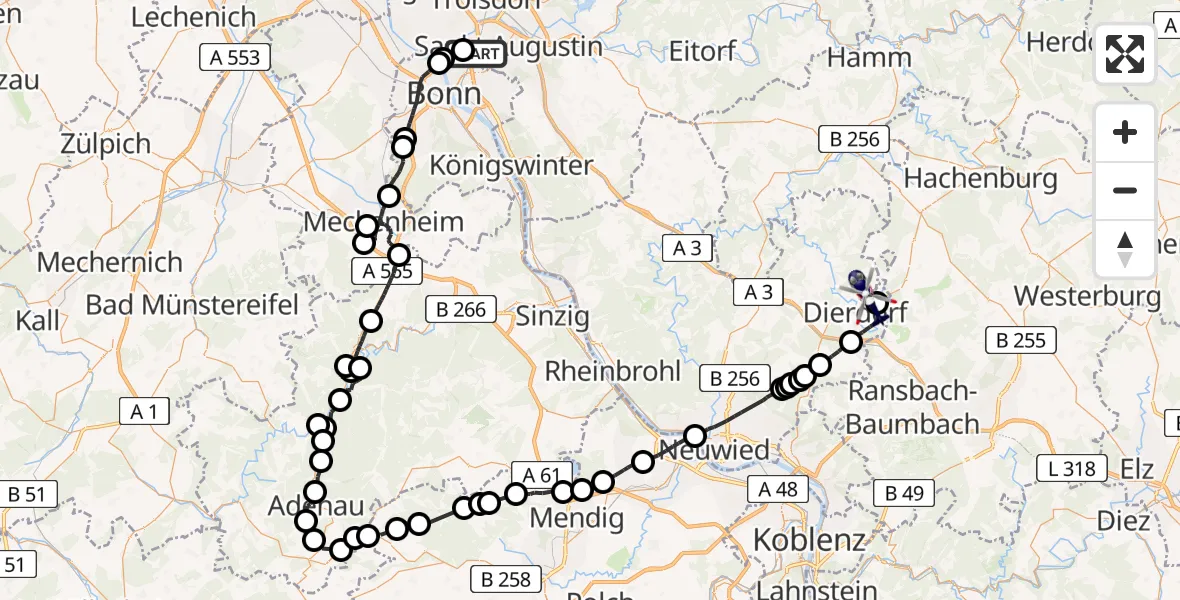 Flugroute Polizeihubschrauber Sankt Augustin - Marienhausen, 20 Mai 2026, 11:49