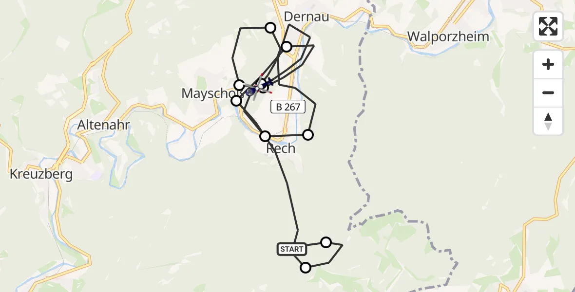 Flugroute Polizeihubschrauber Rech - Mayschoß, 20 Mai 2026, 12:07