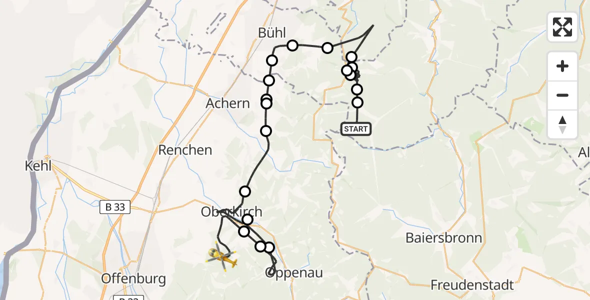 Flugroute Rettungshubschrauber Forbach - Oberkirch, 20 Mai 2026, 12:10